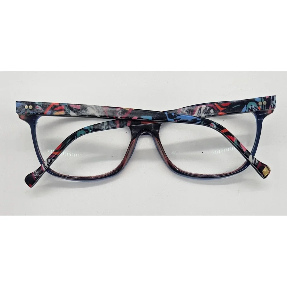 Vera Bradley Eyeglasses Frames Blue Floral Patterned Arms Womens Optical Glasses